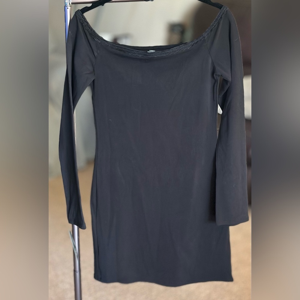 Wild Fable Black Off-Shoulder Long Sleeve Dress - Picture 2 of 4